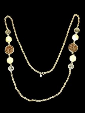 SARAH COVENTRY ORANGE AND YELLOW-GOLD TONE LONG NECKLACE
